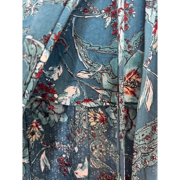 NWT Band Of The Free Large In Floral Print Boho Teal Red Aqua Maxi Skirt - Picture 14 of 16